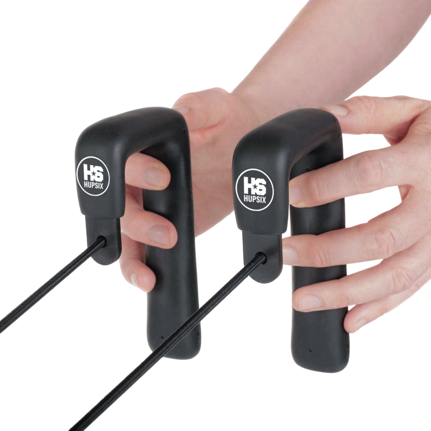 The HupSix handles are designed to be held with your fingertips like you would a partner. The bungee provides the resistance, and feel of a partner so you can twist the night away!